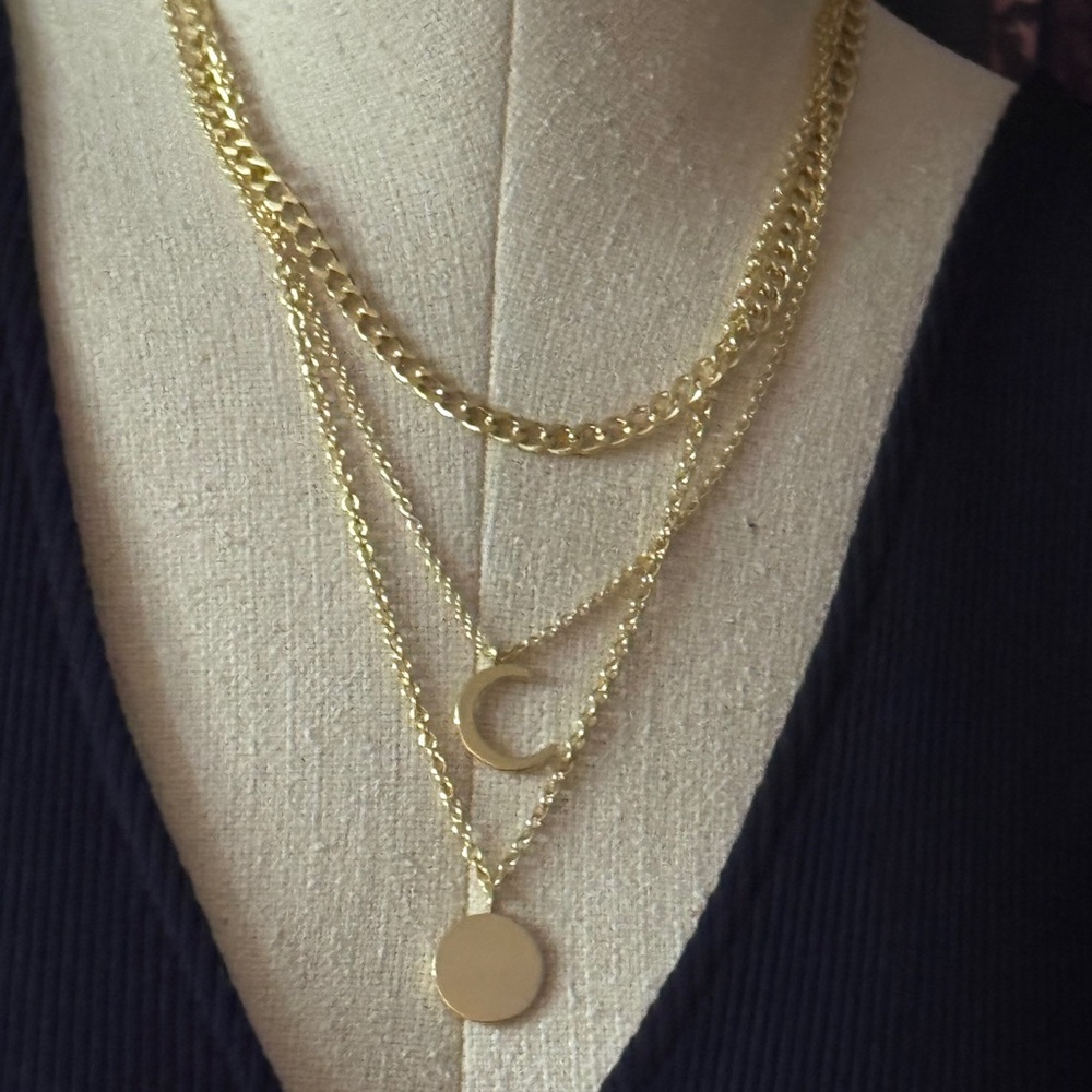 Elegant Gold three Layered Necklace Set